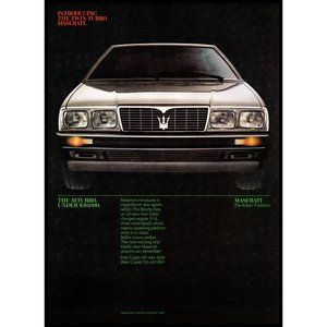1984 Maserati Biturbo Italian Sports Sedan Vintage Print Ad Crown Emblem Photo